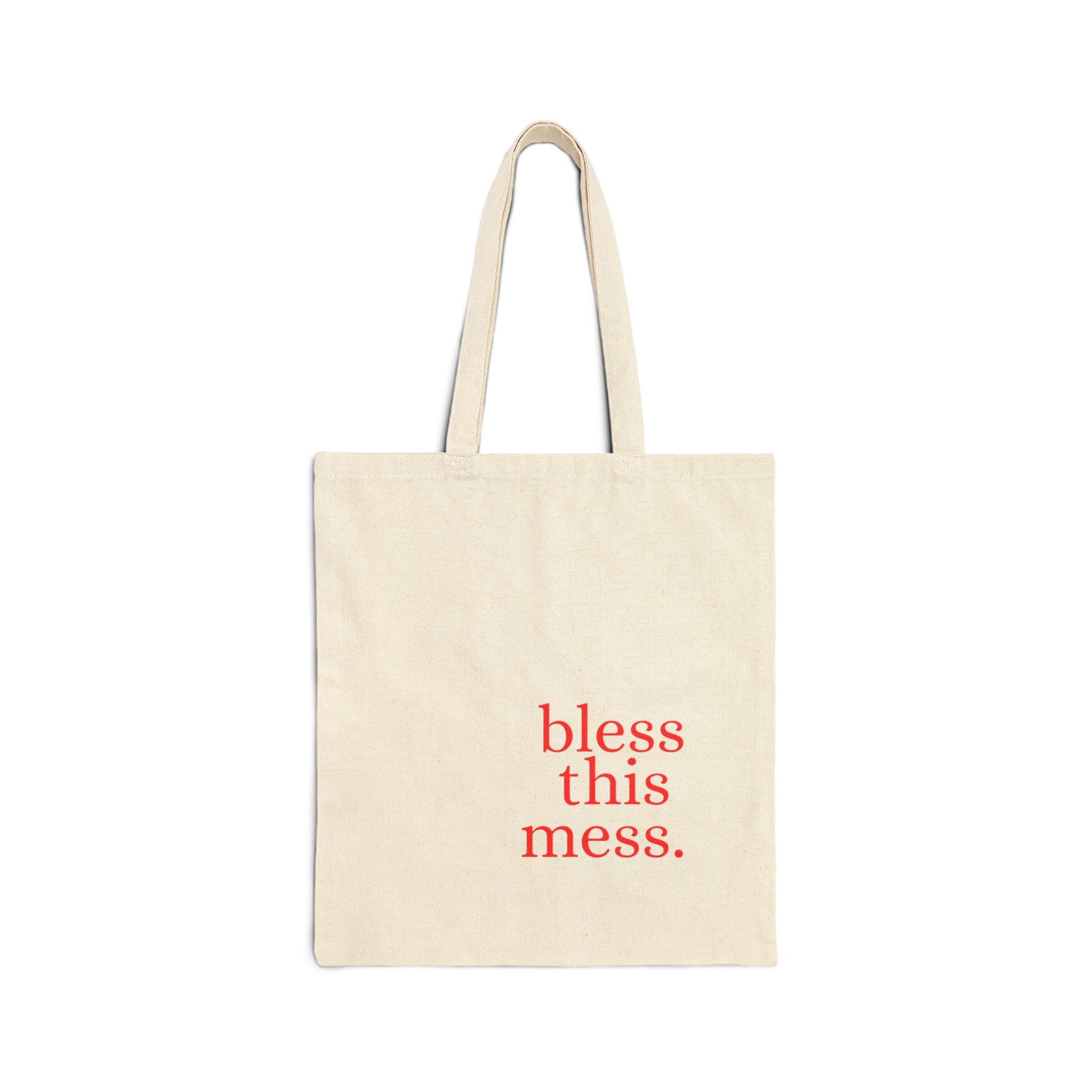 Tote Bag - "Bless This Mess." Cotton Canvas Grocery & Everyday Shopper