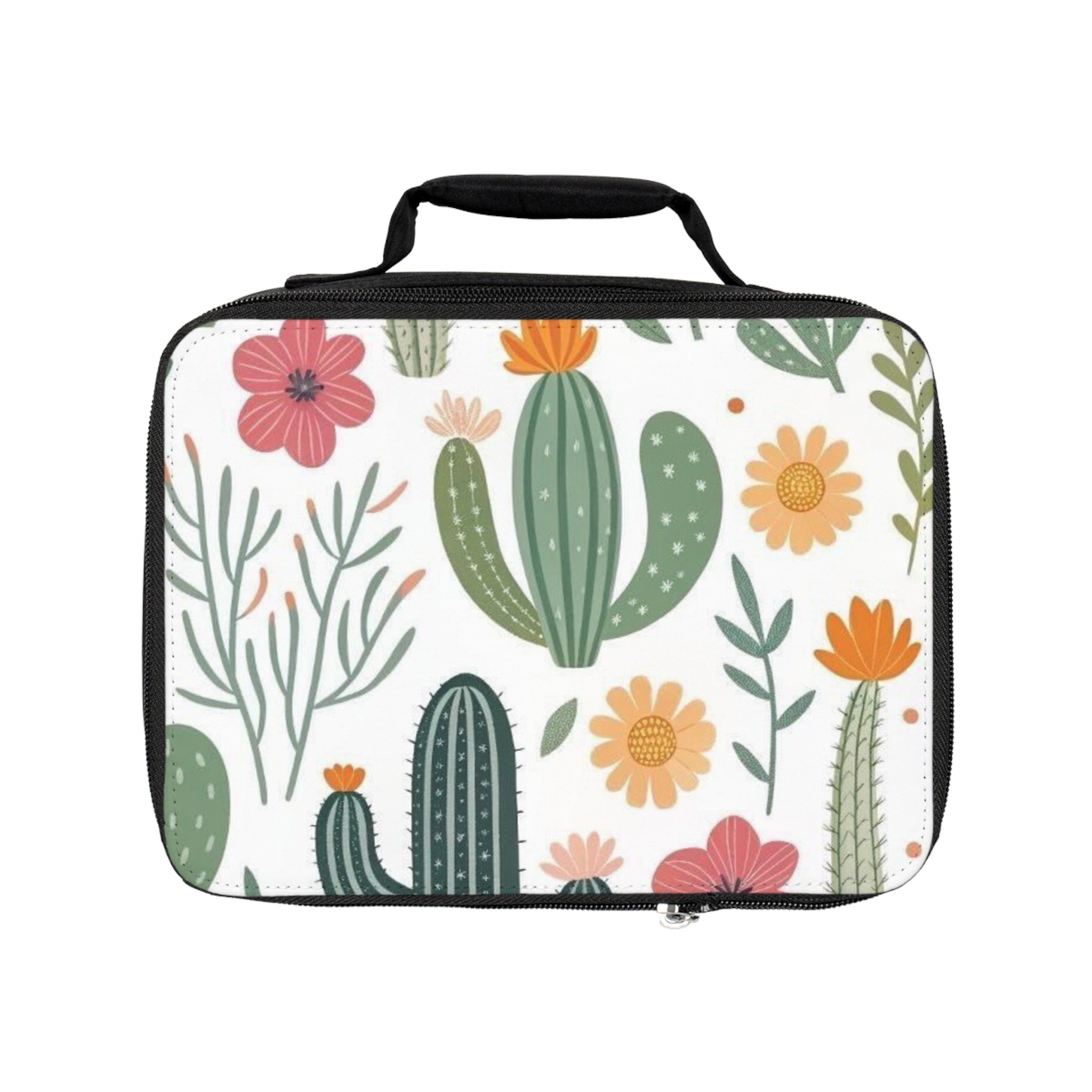 Cactus Floral Lunch Bag - Insulated Botanical Tote