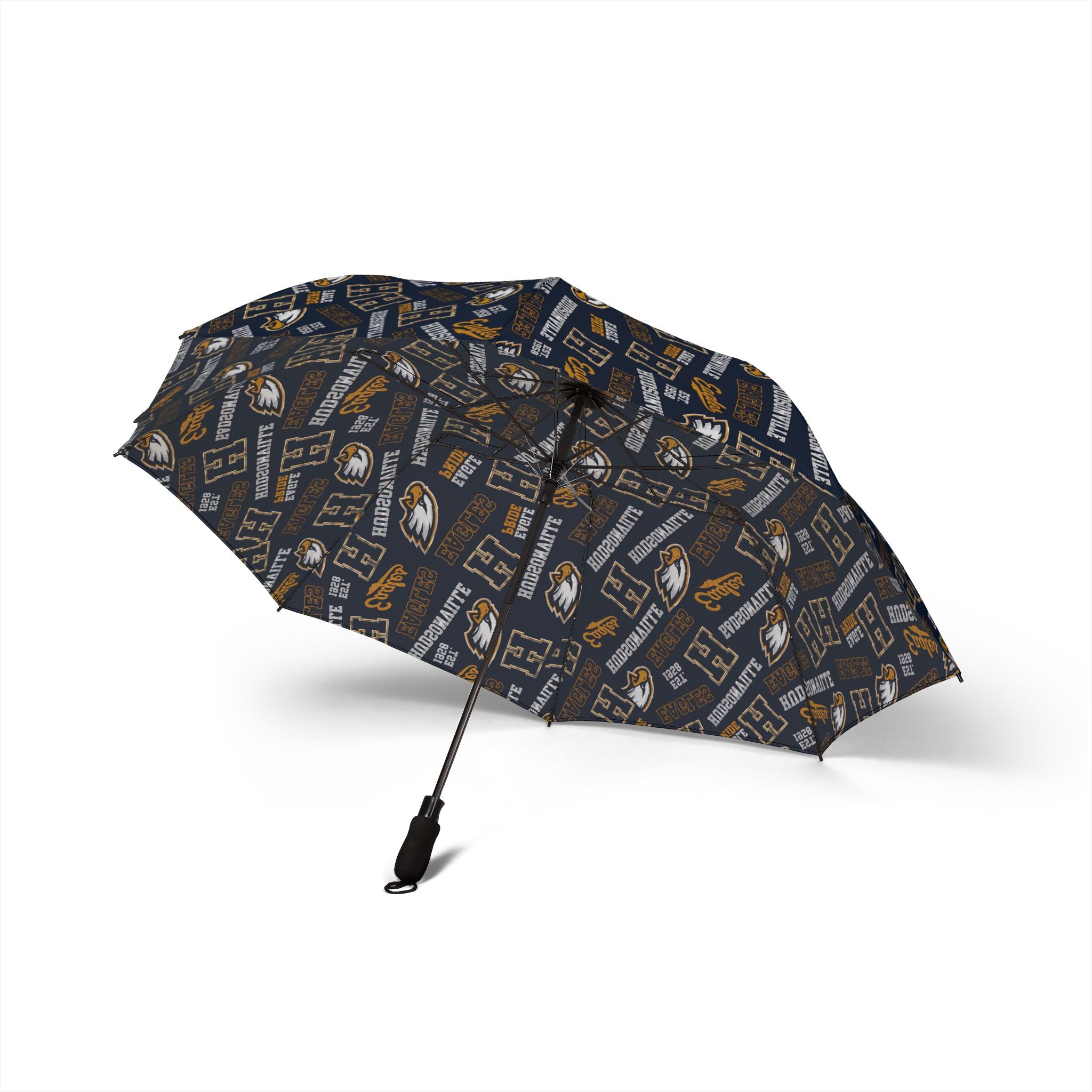 College Logo Foldable Umbrella — Patterned Team Emblem Rain Umbrella
