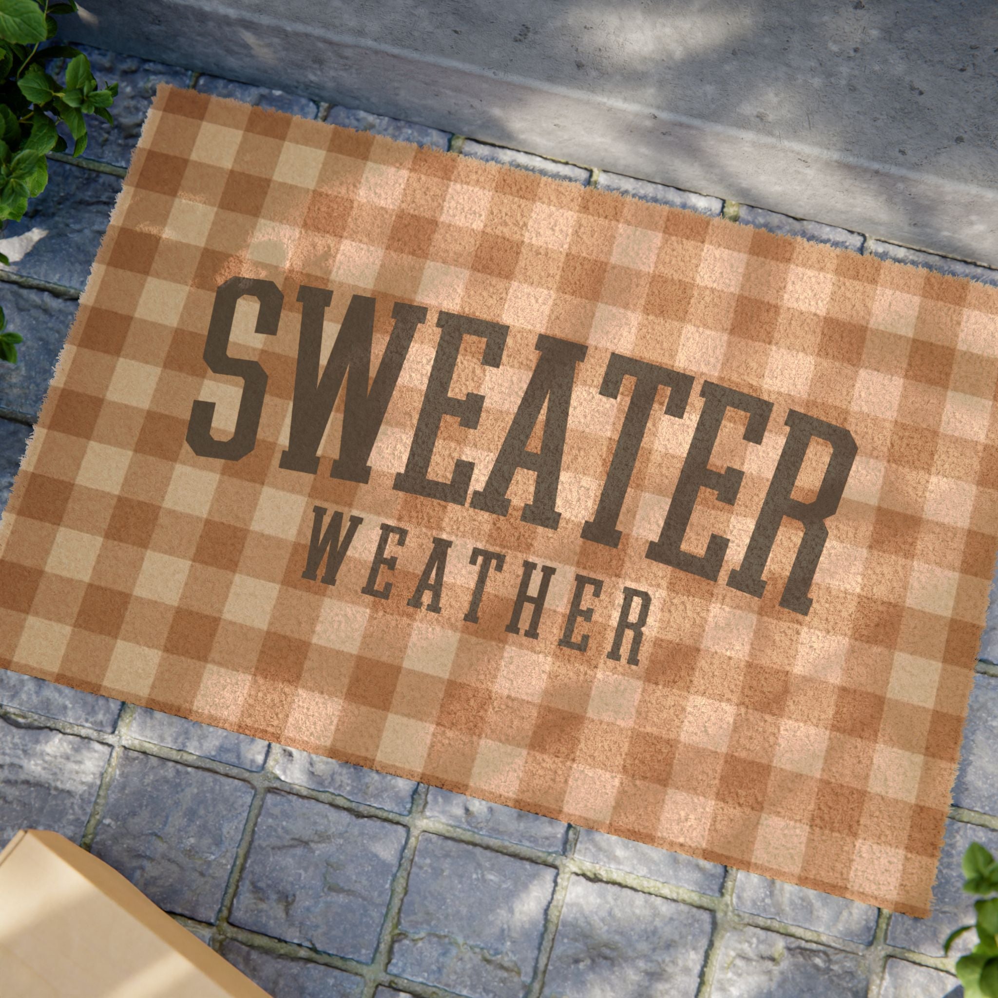 Sweater Weather Checkered Welcome Mat