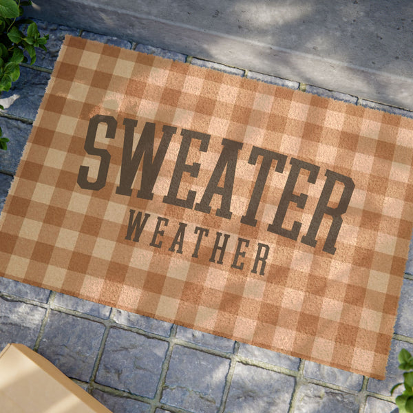 Sweater Weather Checkered Welcome Mat