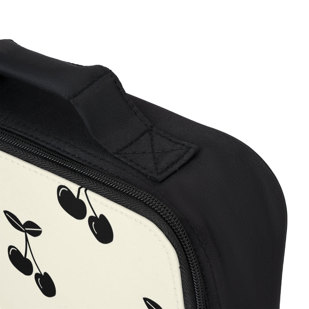 Cherry Pattern Lunch Bag — Retro Black Cherry Insulated Tote