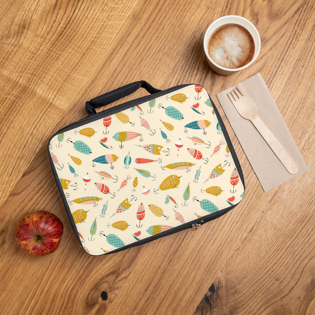 Fish Pattern Lunch Bag — Cute Retro Seafood Print Insulated Lunchbox