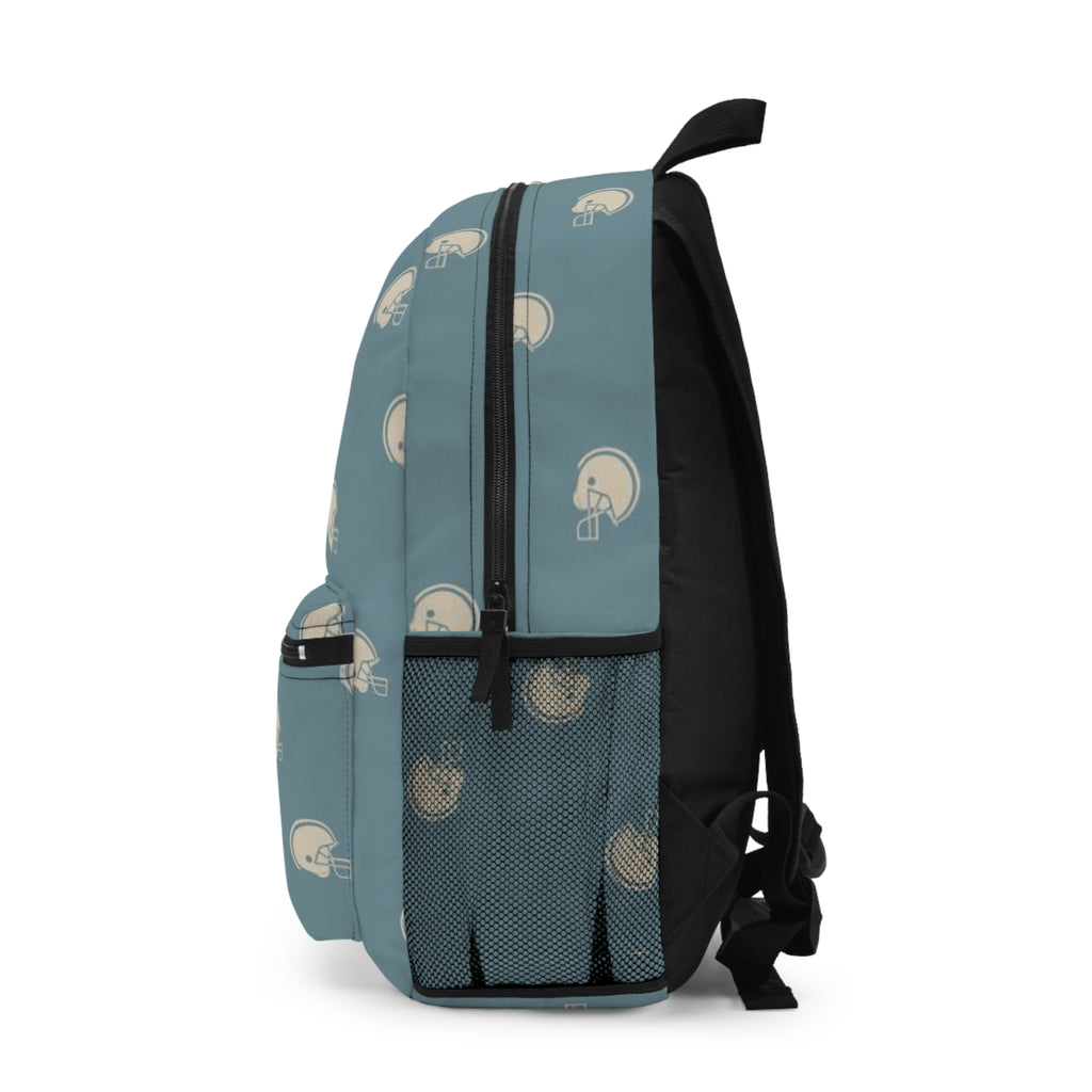 Football Helmet Pattern Backpack — Vintage Slate Blue Kids & Teen School Bag