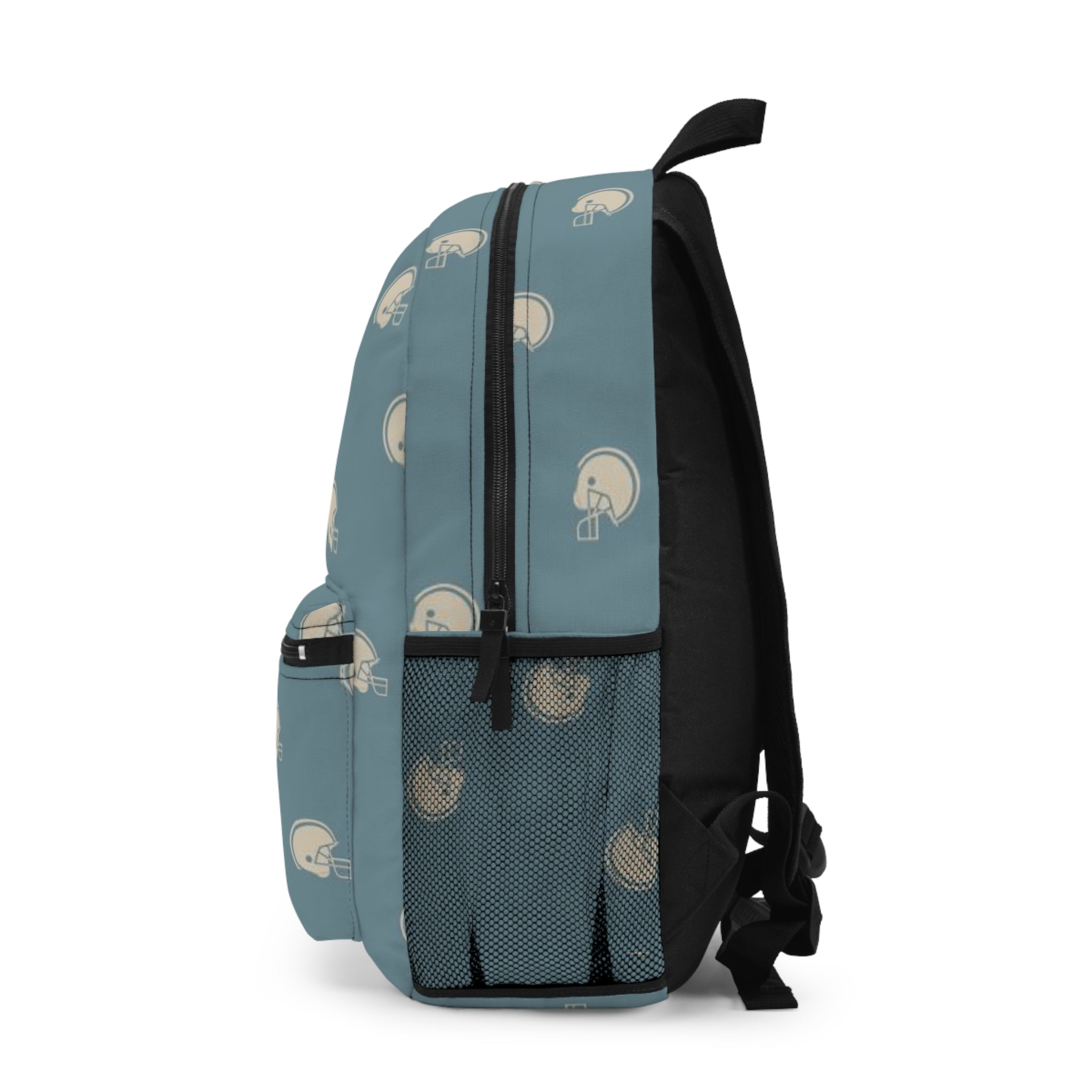 Football Helmet Pattern Backpack — Vintage Slate Blue Kids & Teen School Bag