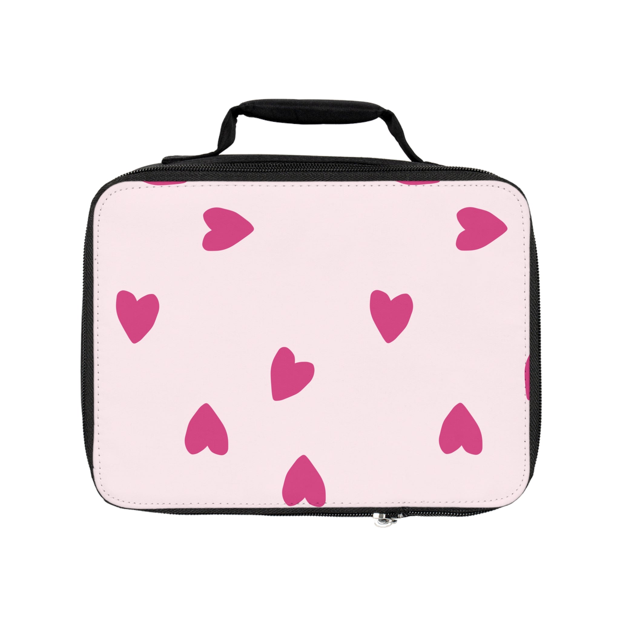 Pink Heart Pattern Lunch Bag — Cute Insulated Kids & Adult Bento Tote