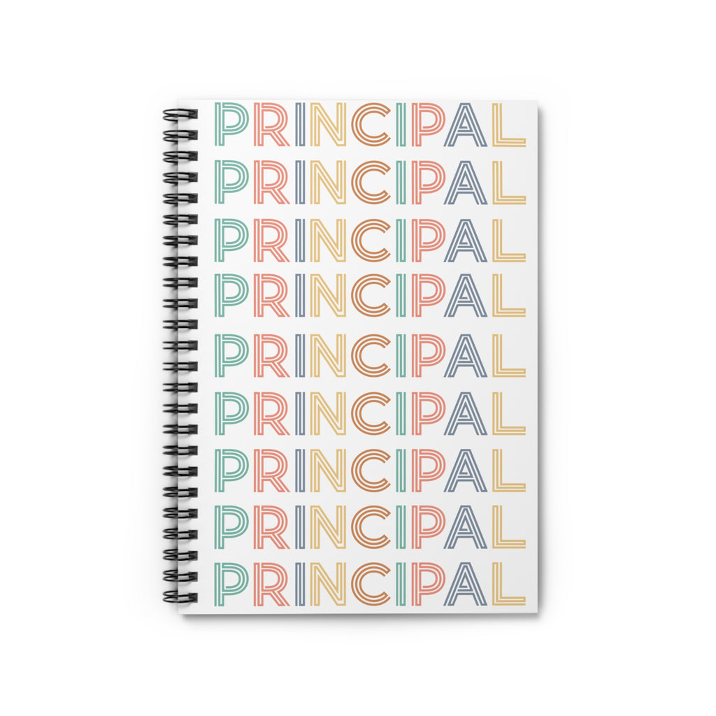 Principal Pattern Spiral Notebook — Pastel Teacher Journal, Ruled School Planner