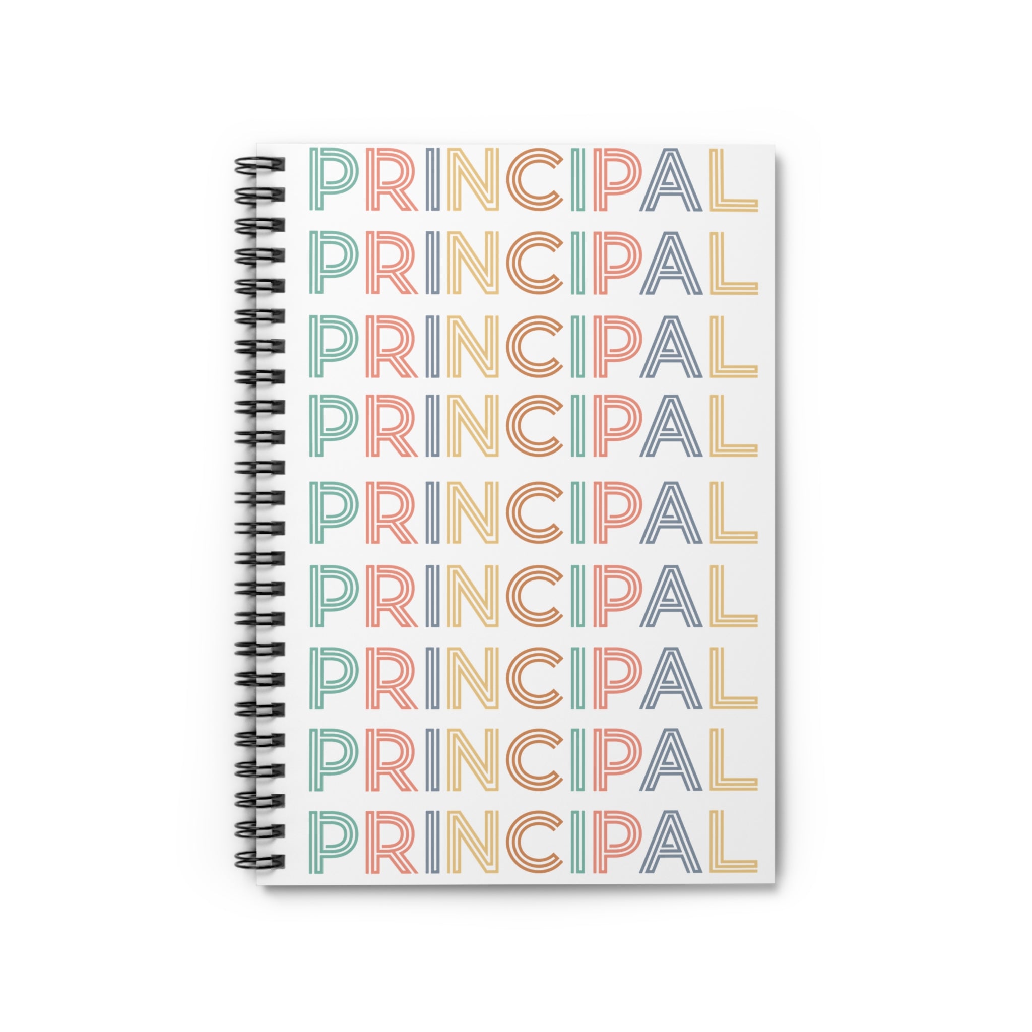 Principal Pattern Spiral Notebook — Pastel Teacher Journal, Ruled School Planner