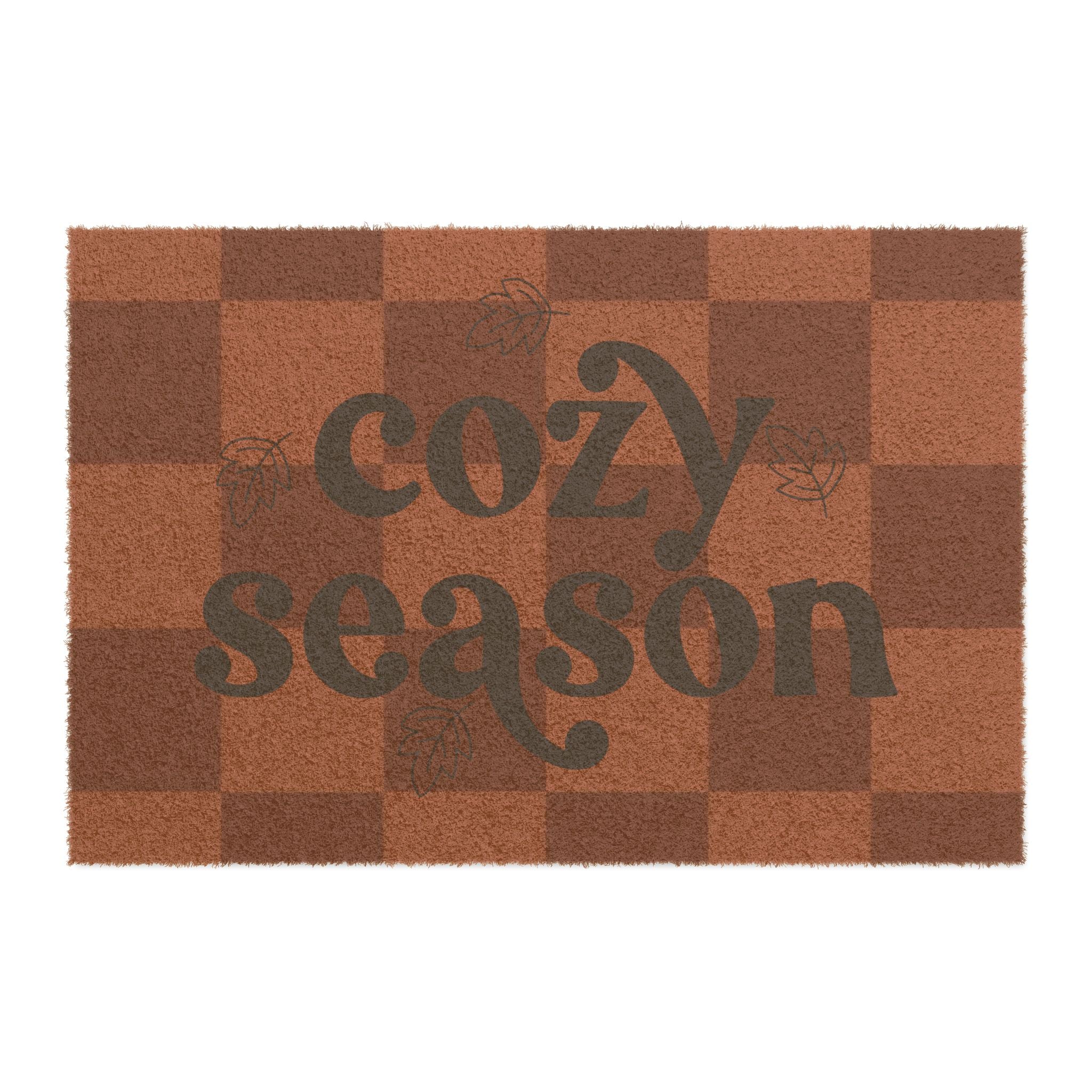 Cozy Season Checkered Welcome Mat