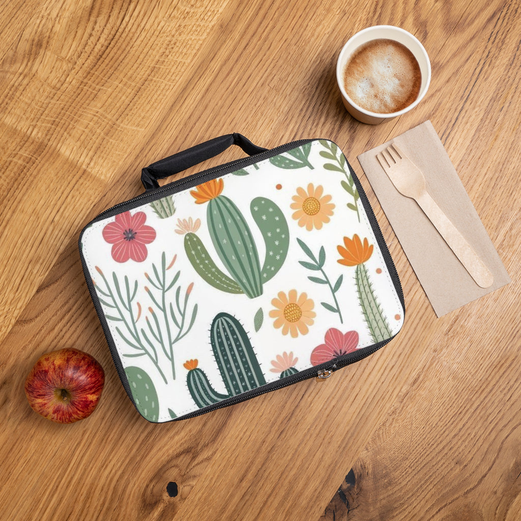 Cactus Floral Lunch Bag - Insulated Botanical Tote