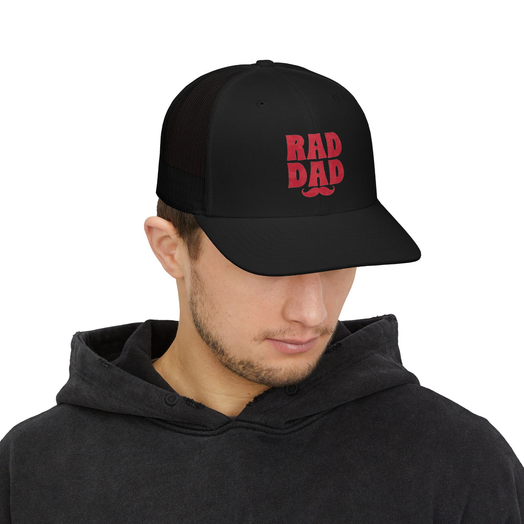 Rad Dad Trucker Cap — Retro Mustache Snapback Hat (Father's Day Gift)