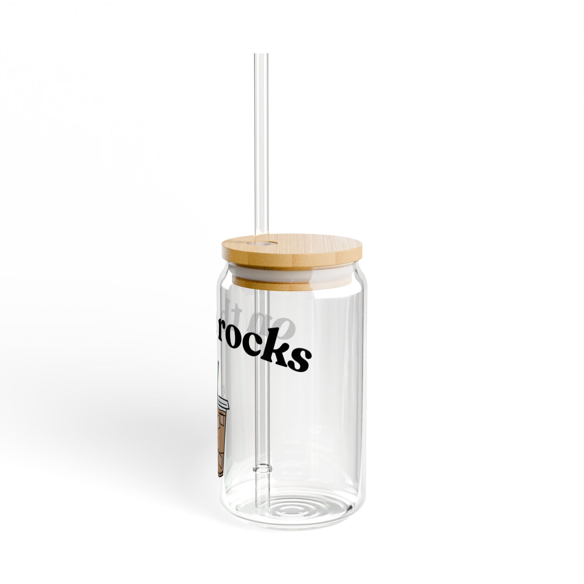 Iced Coffee Illustration Sipper Glass | 16oz