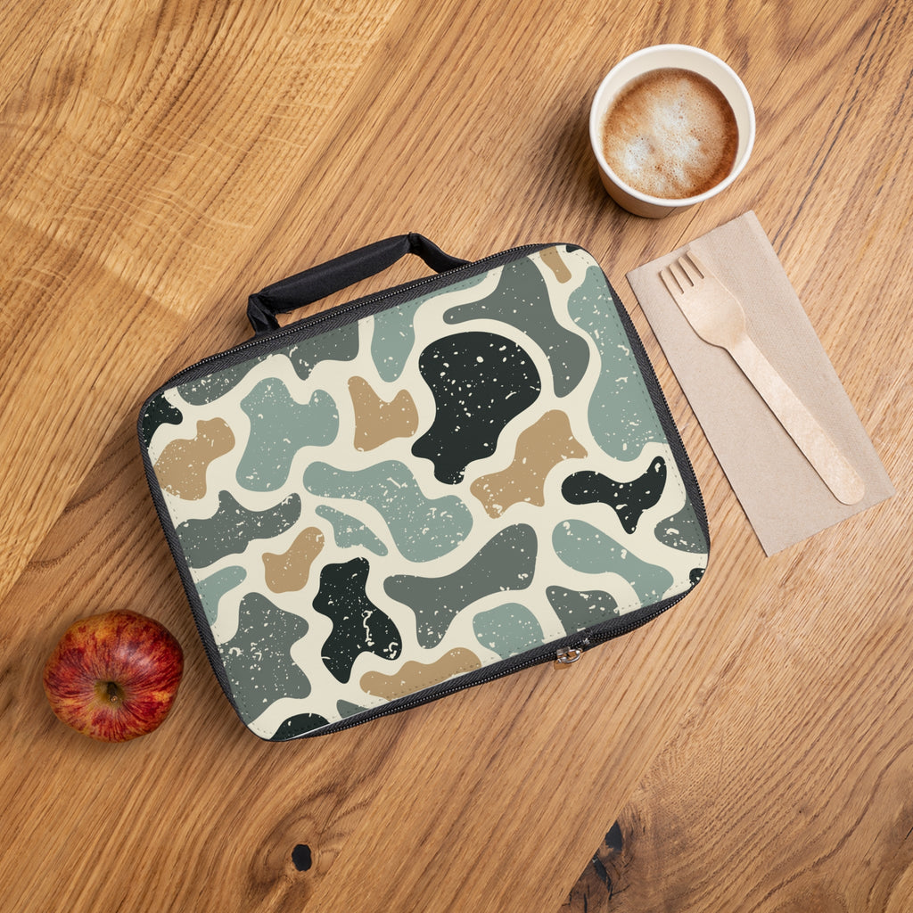Camouflage Abstract Lunch Bag – Retro Earth Tone Insulated Lunchbox