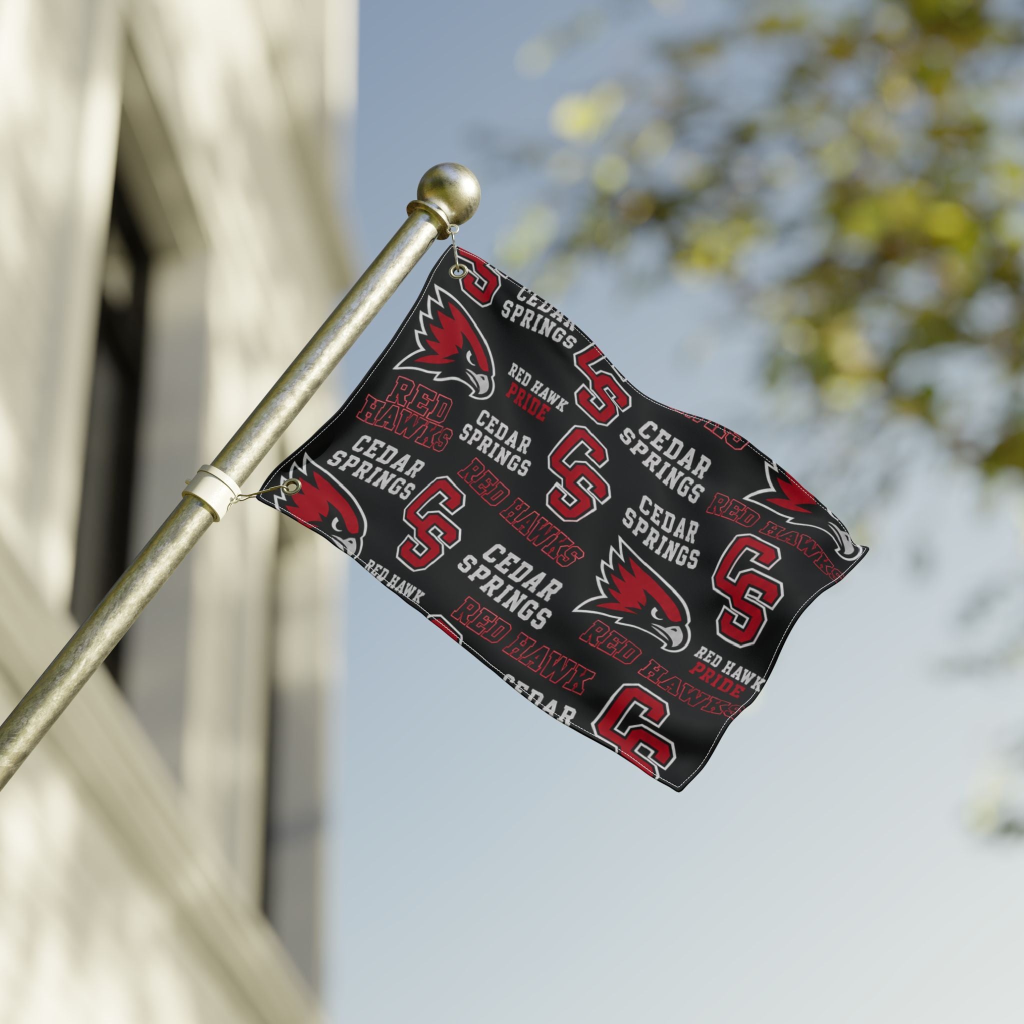 Cedar Springs Red Hawks Double-Sided Flag