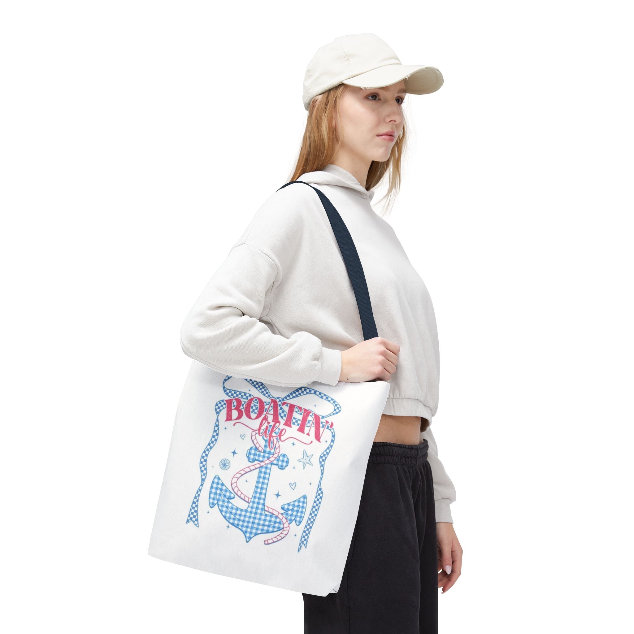 Nautical "Boatin' Life" Anchor Tote Bag — Summer Beach Tote