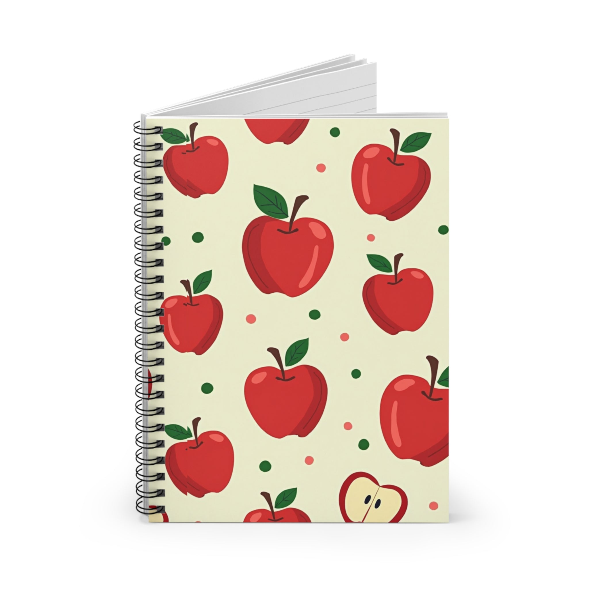 Apple Pattern Spiral Notebook — Ruled Journal for Teachers, Students & Fall Gifting