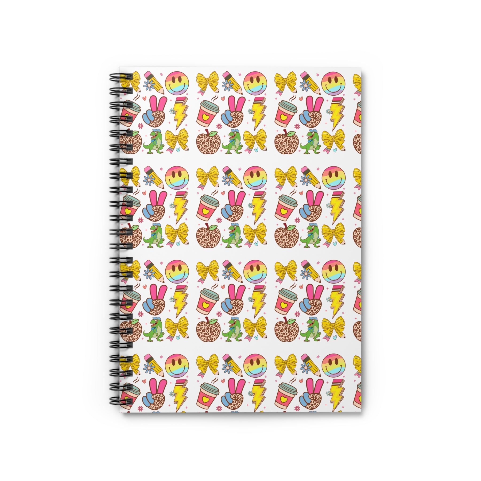 Cute Emoji Pattern Spiral Notebook — Fun School & Journal Ruled Notebook