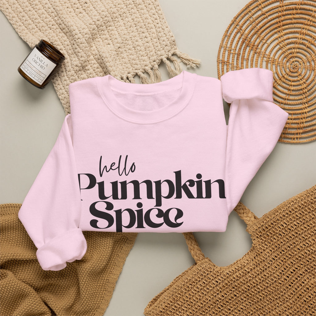 Pumpkin Spice Crewneck Sweatshirt — "hello Pumpkin Spice" Cozy Fall Pullover