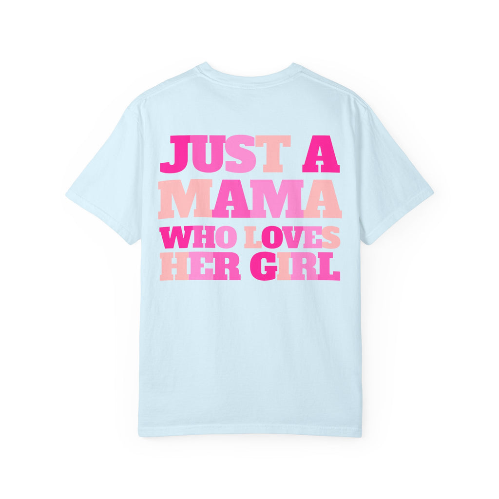 T‑Shirt — "Just a Mama Who Loves Her Girl" Pink Checker Smiley Tee