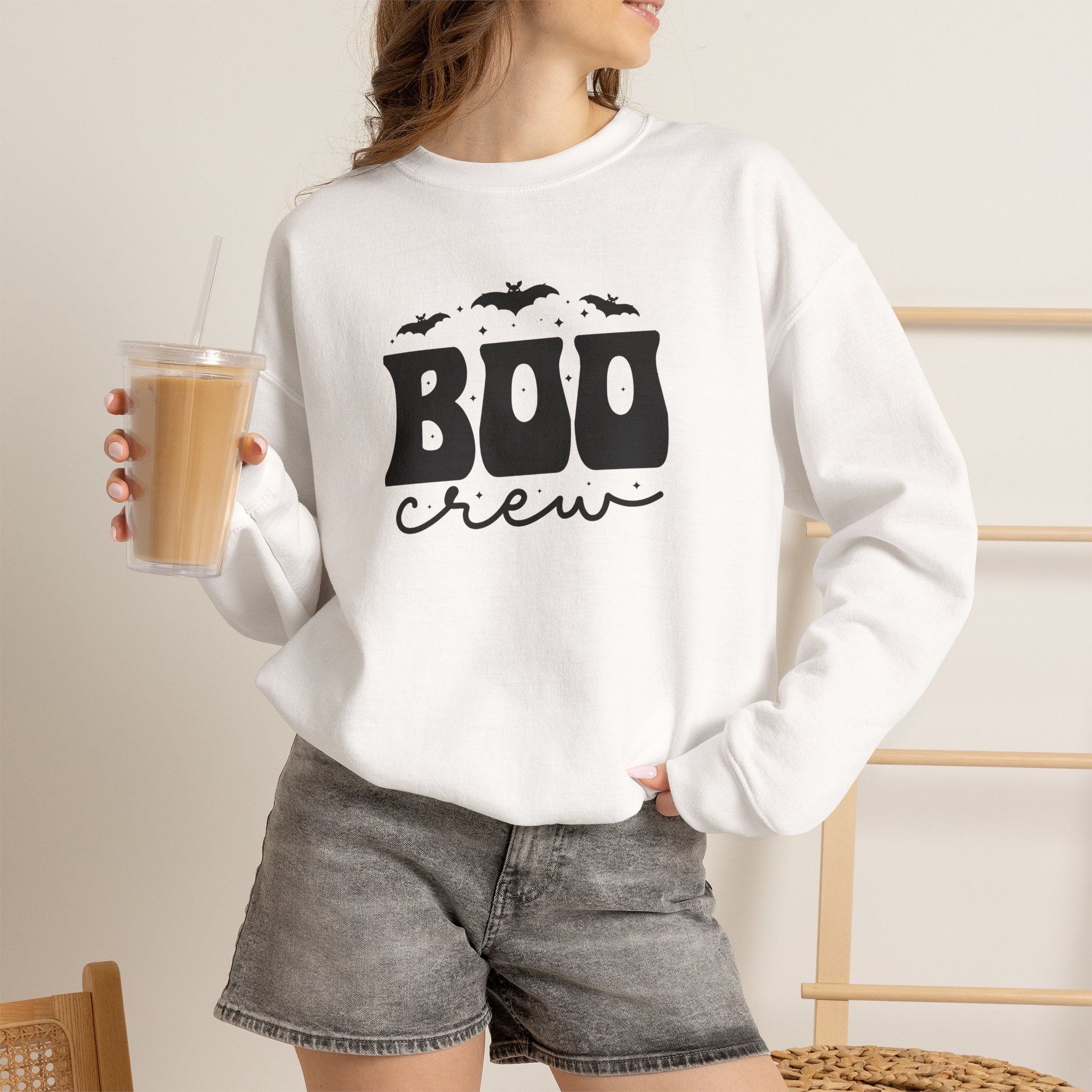 Boo Crew Sweatshirt – Cute Halloween Crewneck with Bats
