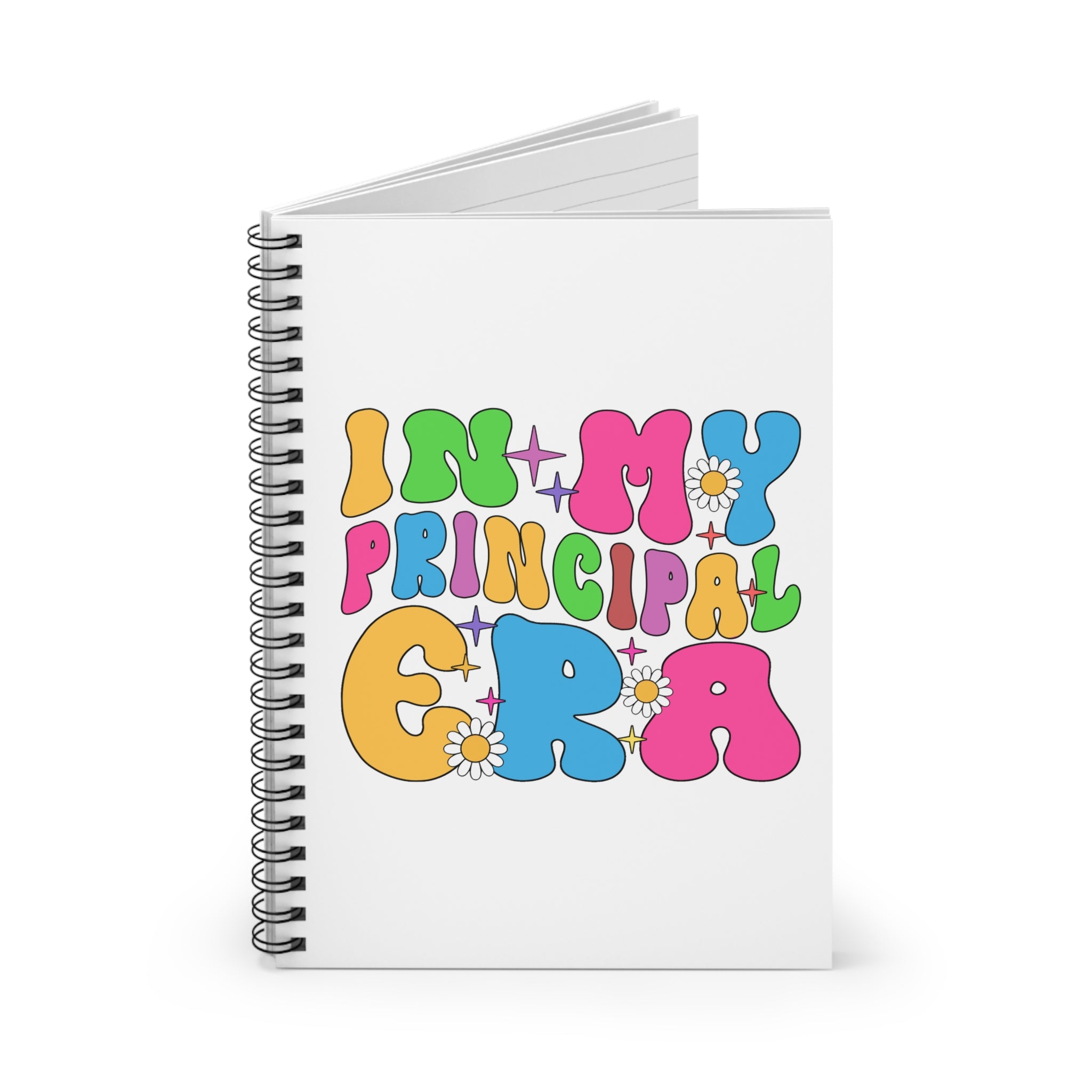 Notebook — "In My Principal Era" Colorful Retro Spiral Journal