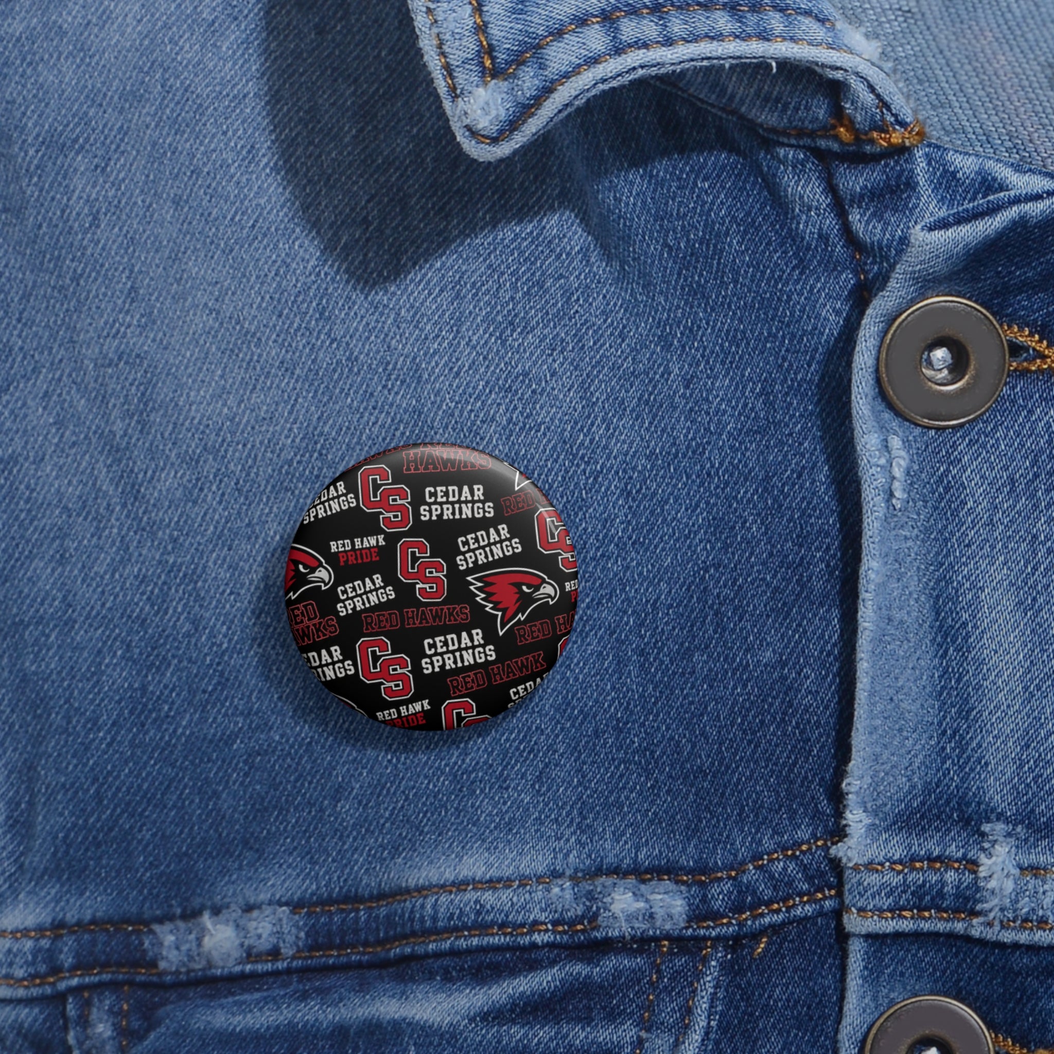 Cedar Springs Red Hawks Pin Button