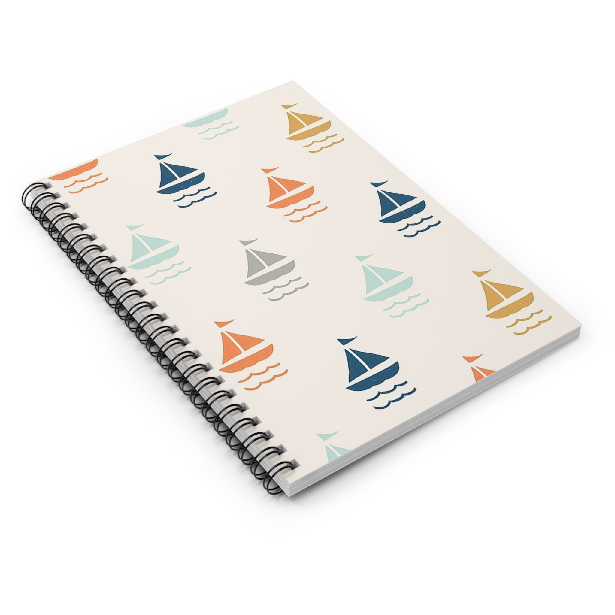 Sailboat Pattern Spiral Notebook — Ruled Journal for Kids & Travel Notes