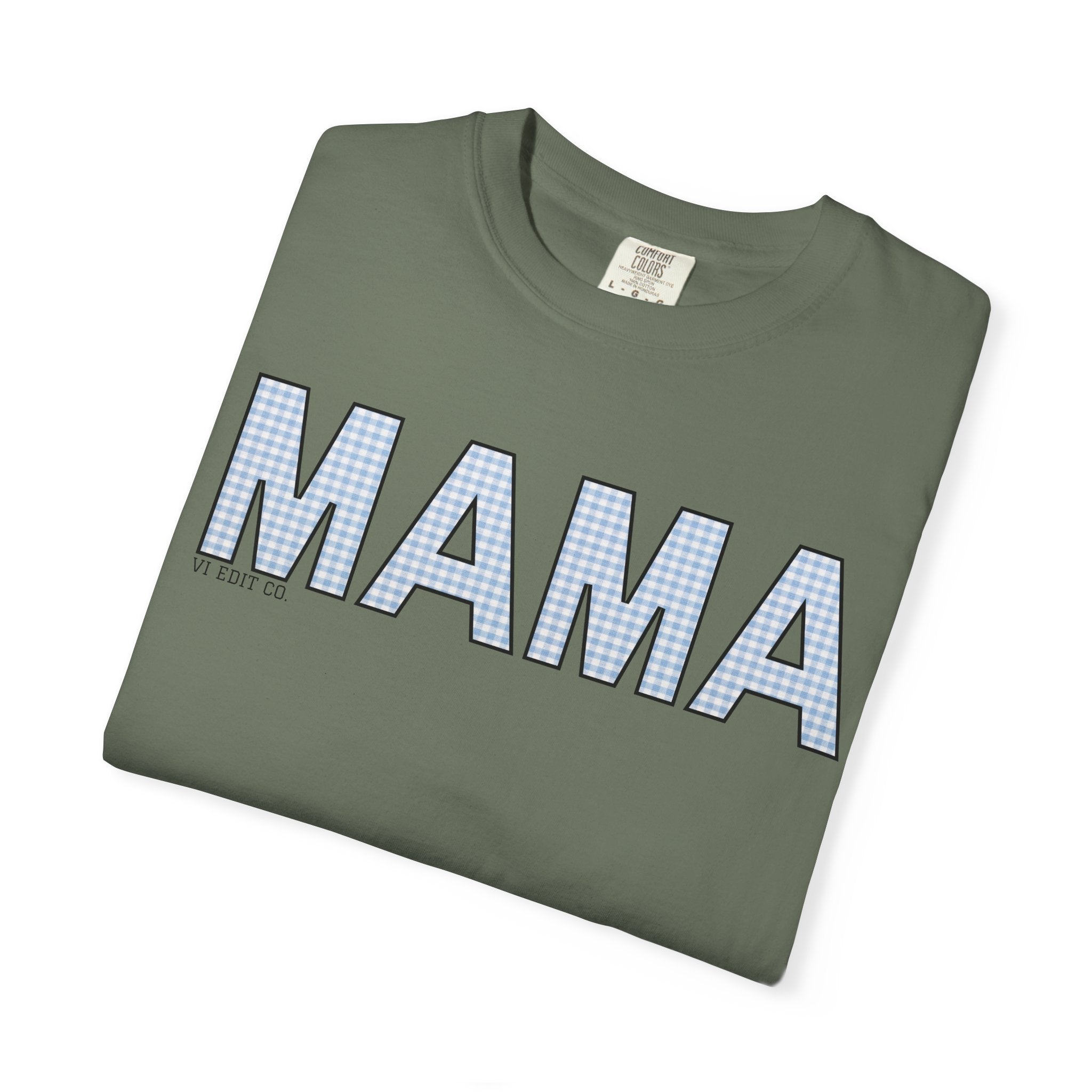 MAMA gingham block letters T-Shirt | mom shirt, mama tee