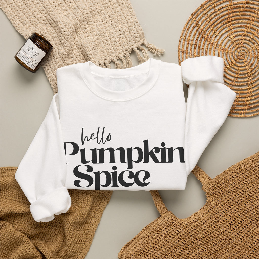 Pumpkin Spice Crewneck Sweatshirt — "hello Pumpkin Spice" Cozy Fall Pullover