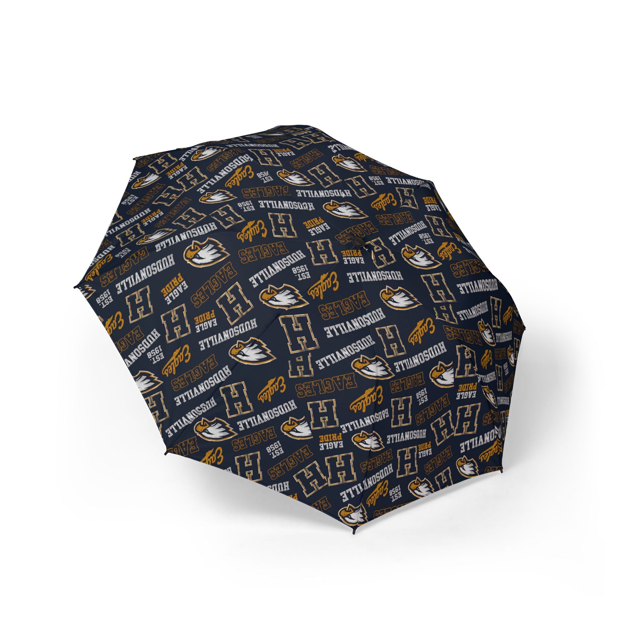 College Logo Foldable Umbrella — Patterned Team Emblem Rain Umbrella