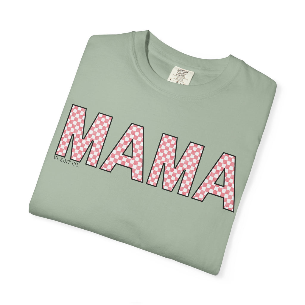 Mama Checkered Letters T-Shirt | Pink Plaid Typography Tee