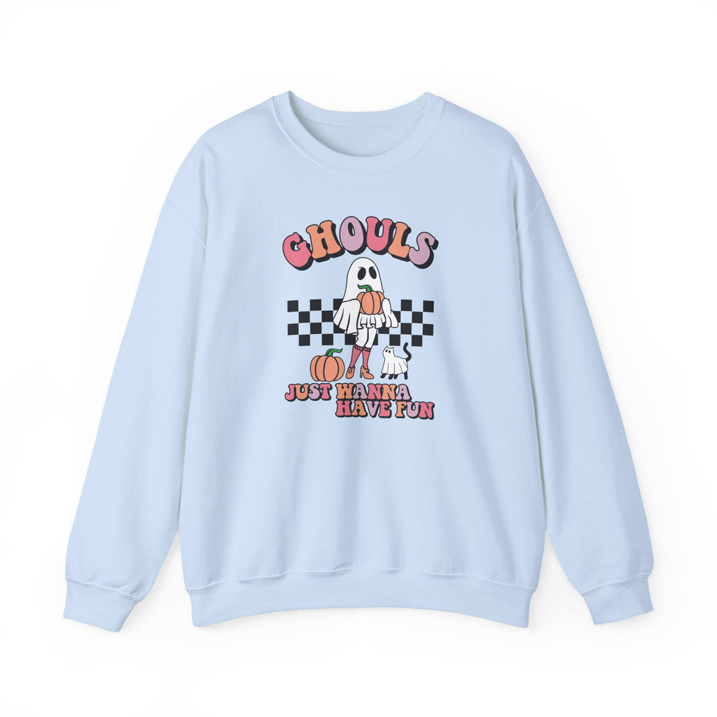 Ghoul Crewneck Sweatshirt — “Ghouls Just Wanna Have Fun” Retro Halloween Pullover