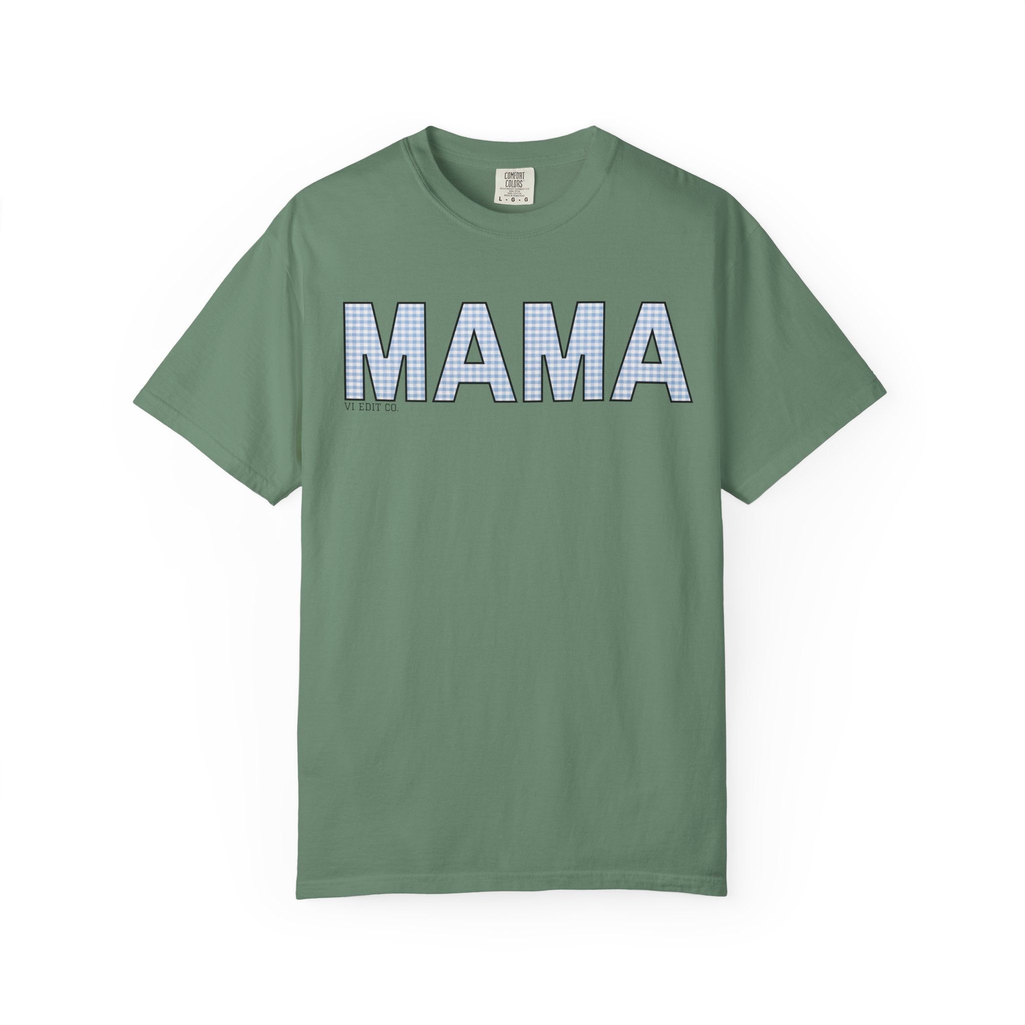 MAMA gingham block letters T-Shirt | mom shirt, mama tee