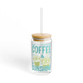Coffee & Sunshine Sipper Glass — 16oz Cold Drink Tumbler with Straw
