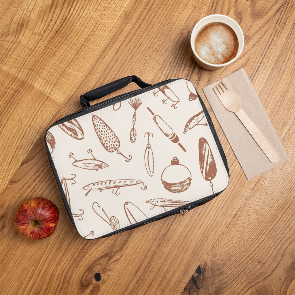 Lunch Bag — Retro Fishing Lures Pattern Insulated Kids & Adult Bento Tote