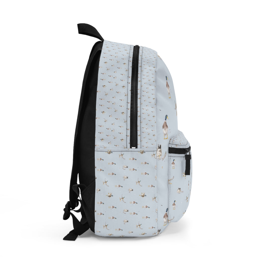 Duck Pattern Backpack — Pastel Wildlife Print School & Travel Bag