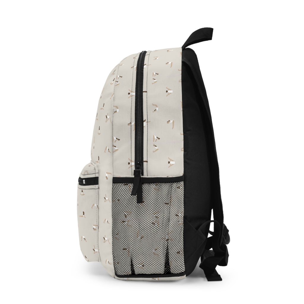 Minimalist Swan Pattern Backpack — Lightweight Neutral Daypack for School & Travel