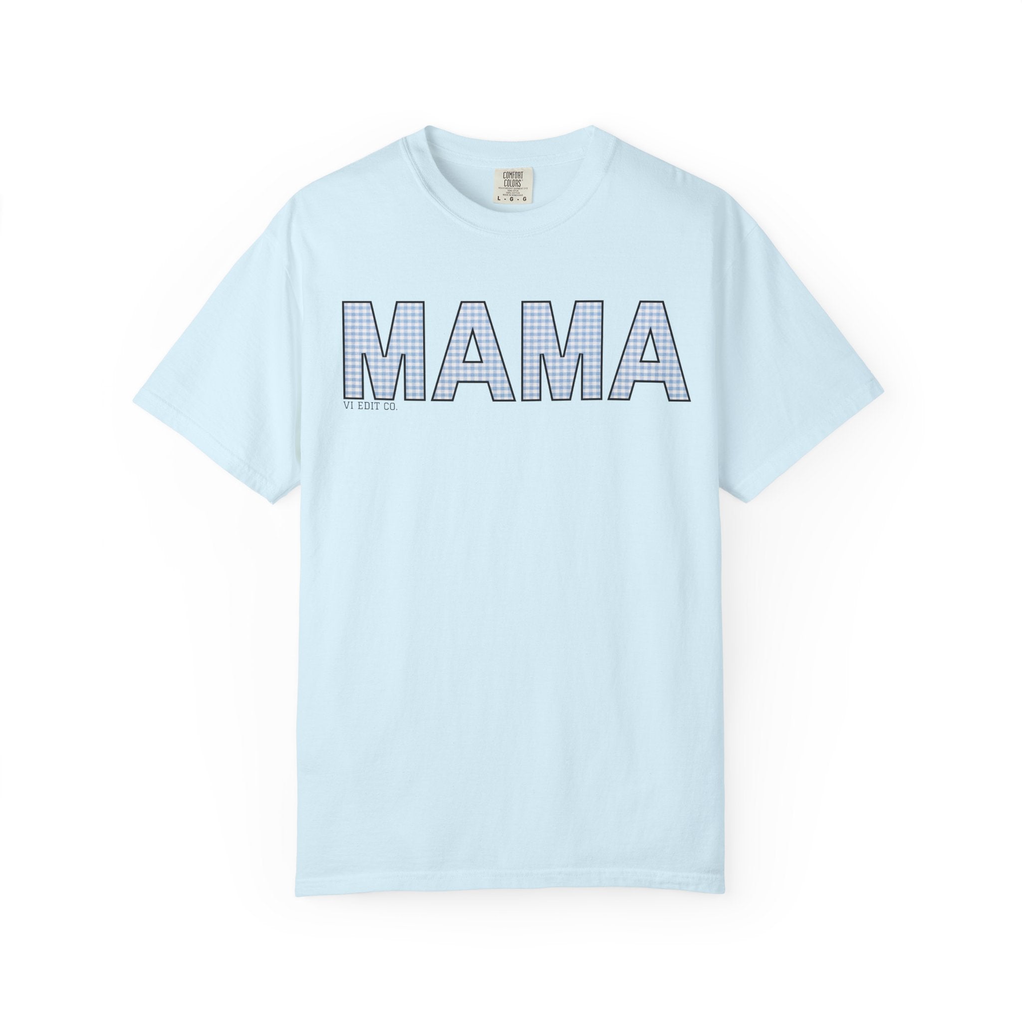MAMA gingham block letters T-Shirt | mom shirt, mama tee