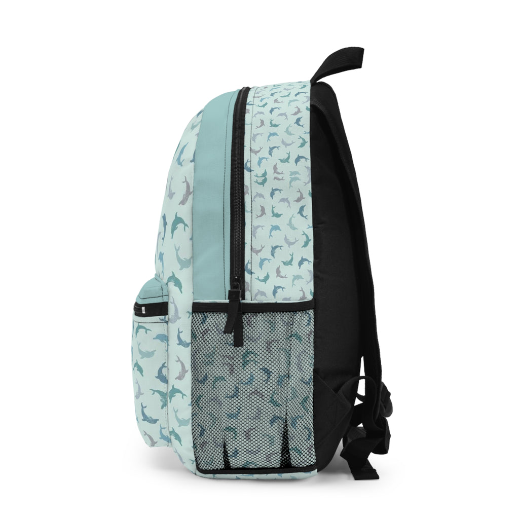 Aqua Shark Pattern Backpack — Cute Kids & Teen School Bag