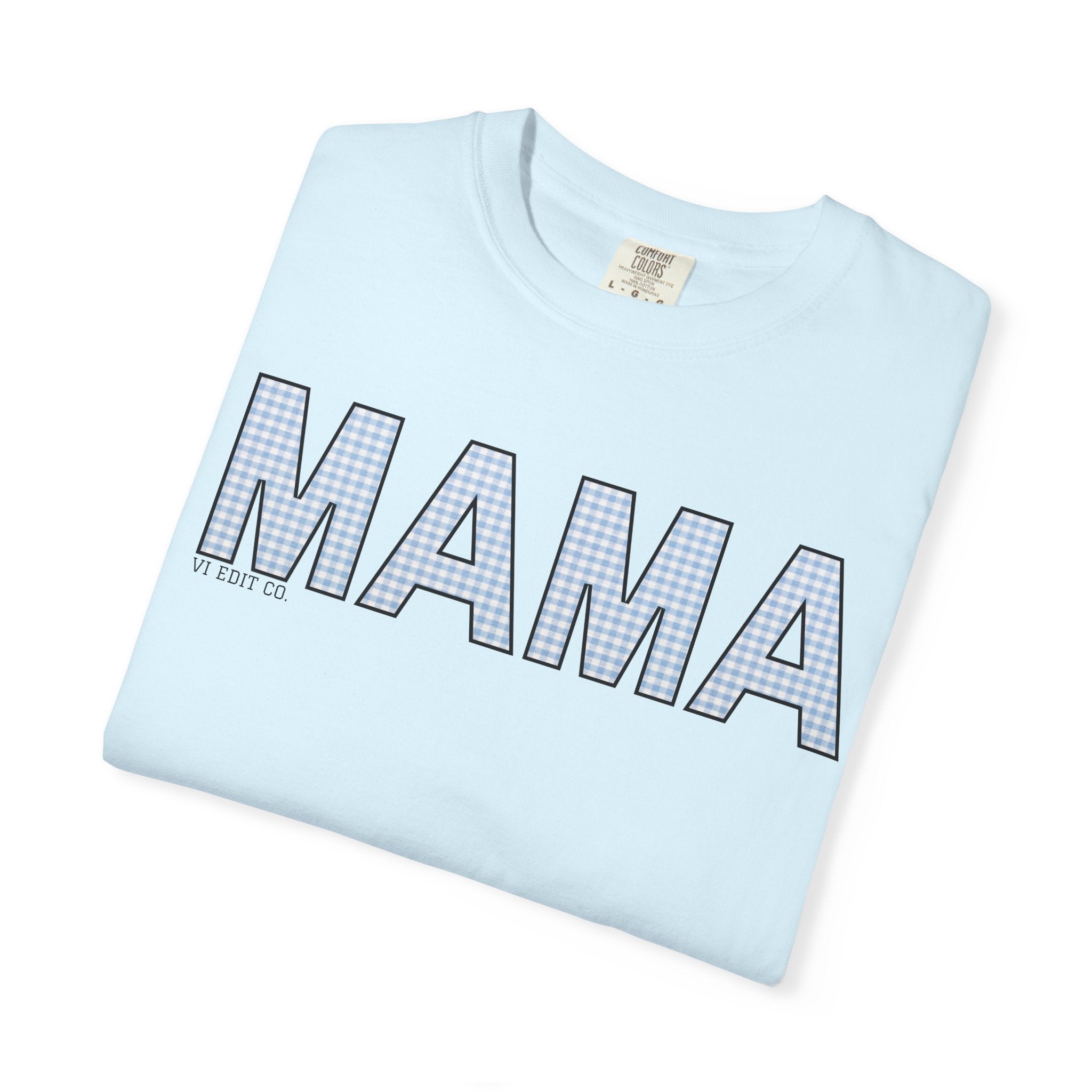 MAMA gingham block letters T-Shirt | mom shirt, mama tee