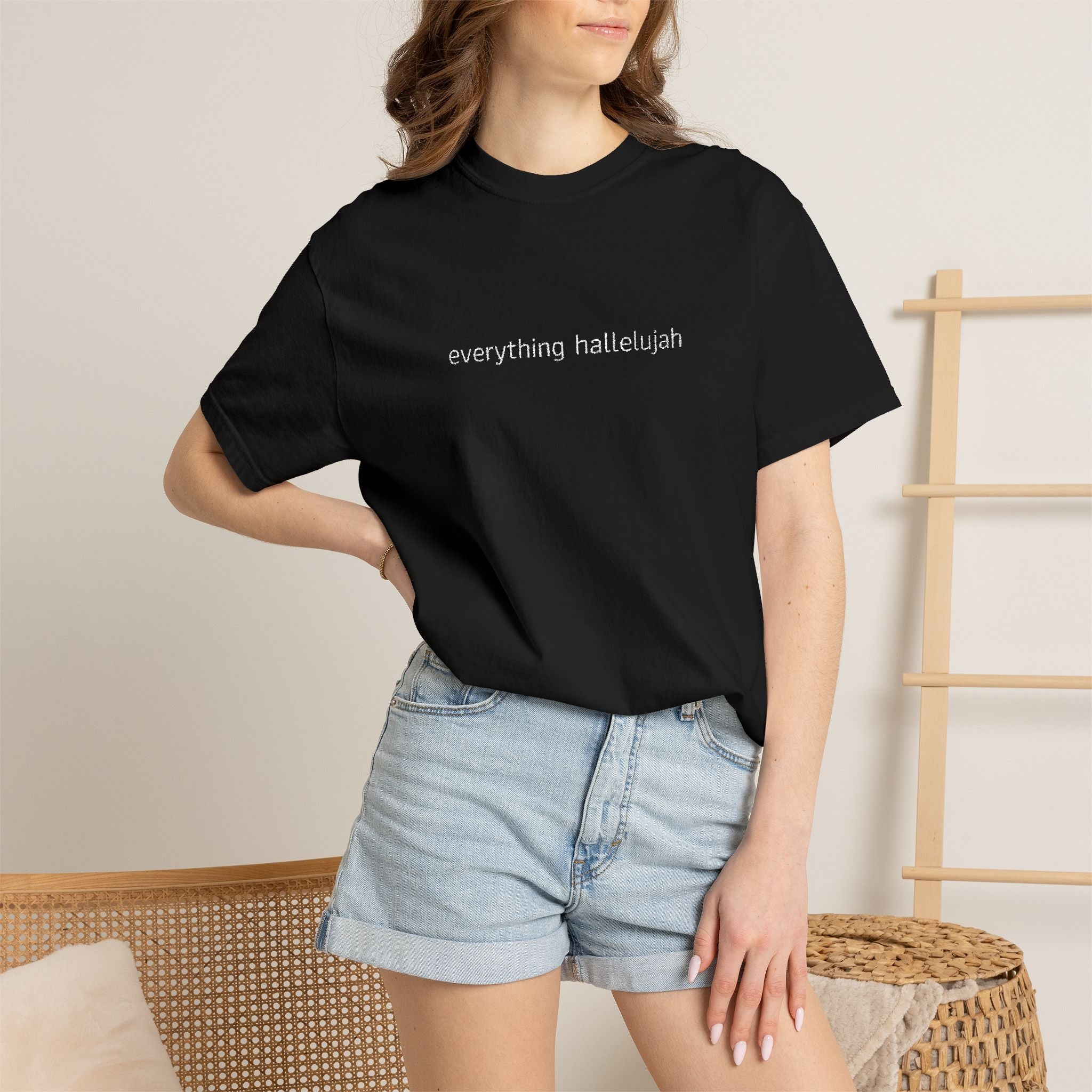 Everything Hallelujah embroidered T-shirt | religious typography, gospel