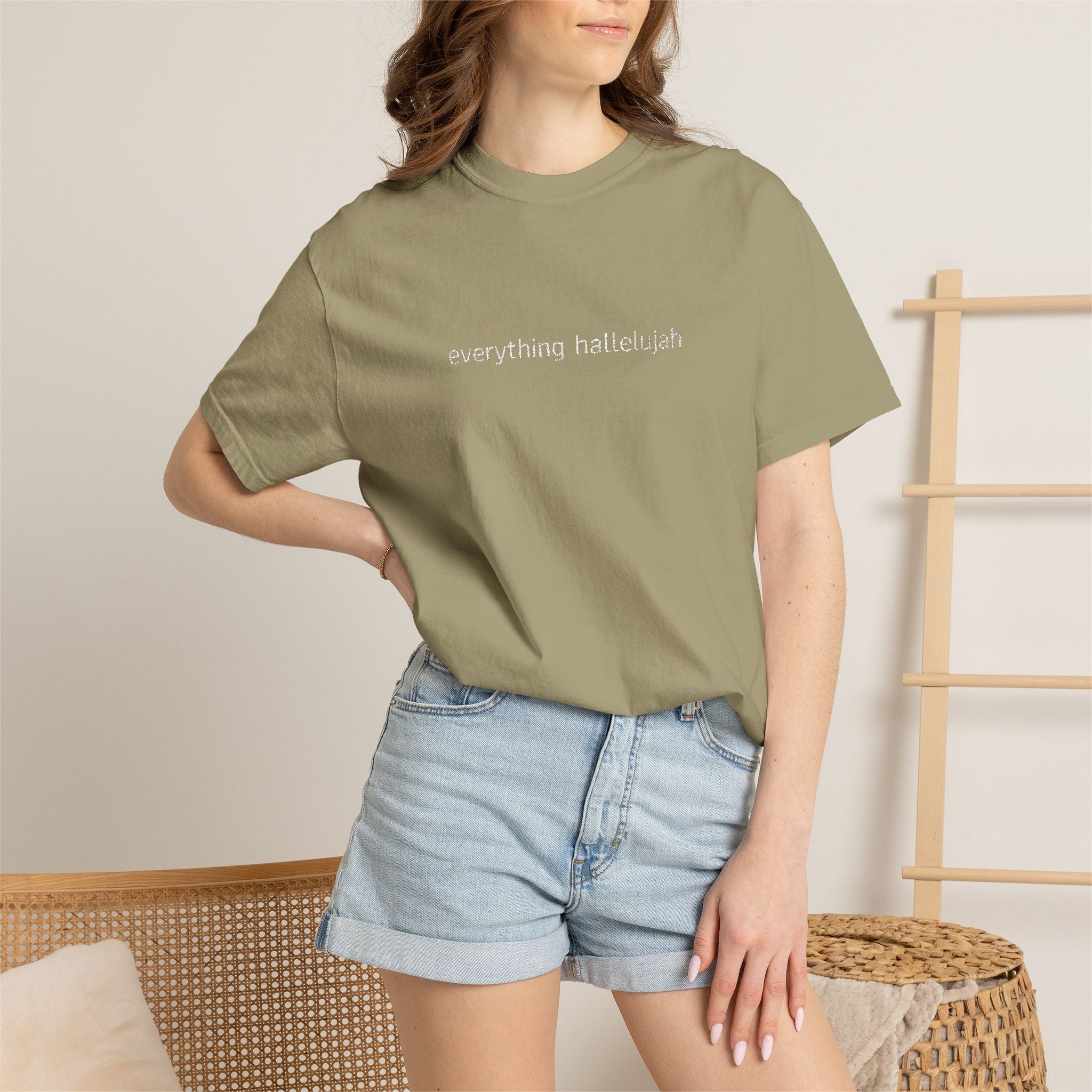 Everything Hallelujah embroidered T-shirt | religious typography, gospel
