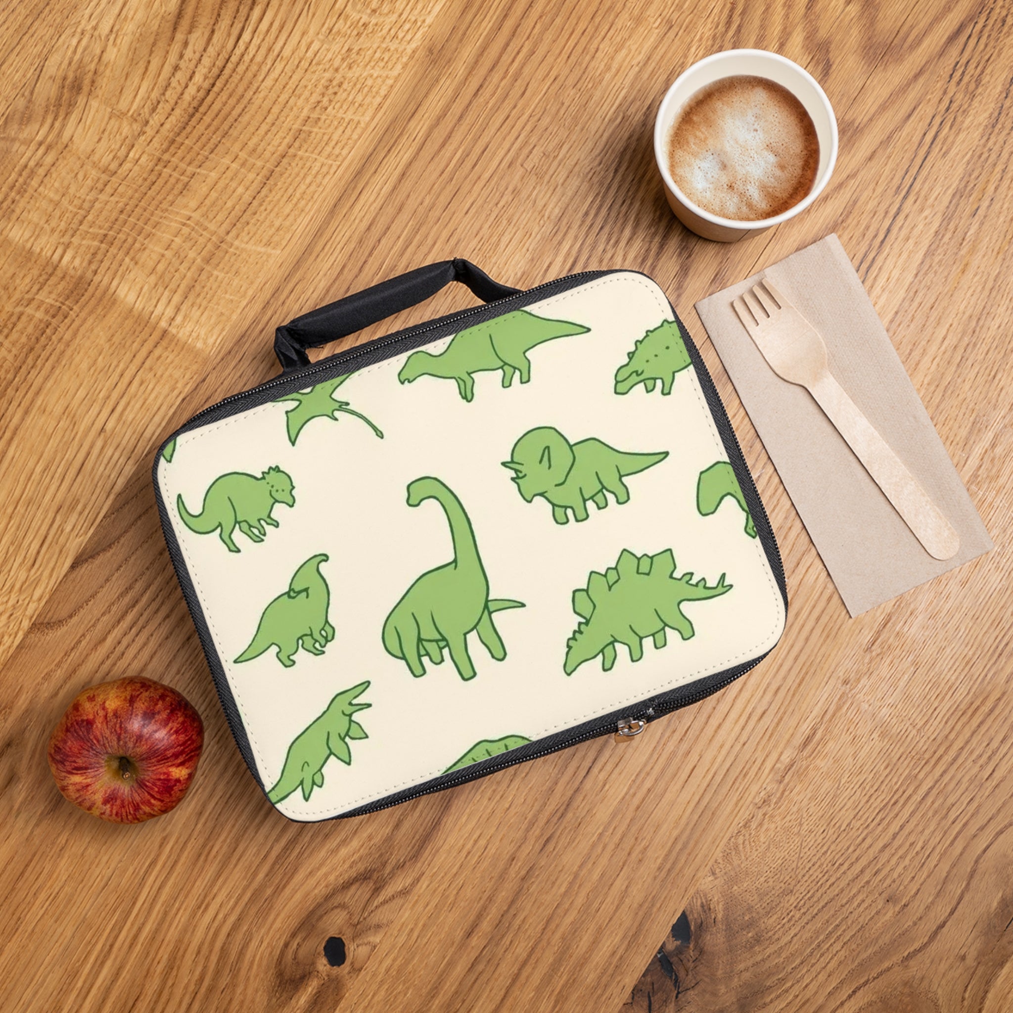 Kids Dino Lunch Bag – Cute Green Dinosaur Pattern Insulated Lunchbox