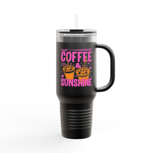 40oz Insulated Travel Mug - "Coffee & Sunshine" Tropical Iced Latte Tumbler