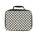 Checkerboard Lunch Bag — Black White Retro Grid Insulated Tote