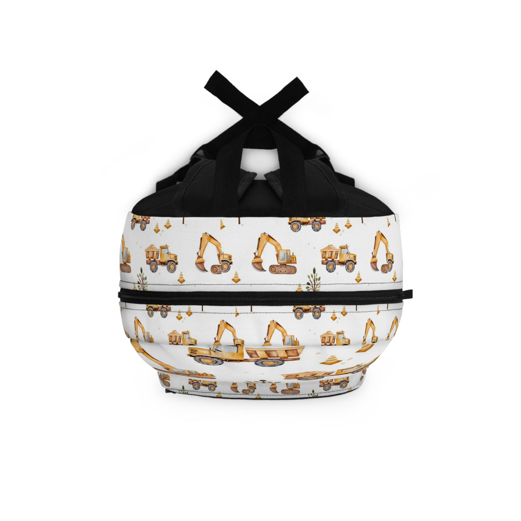 Construction Vehicles Kids Backpack – Cute Dump Truck & Excavator Pattern