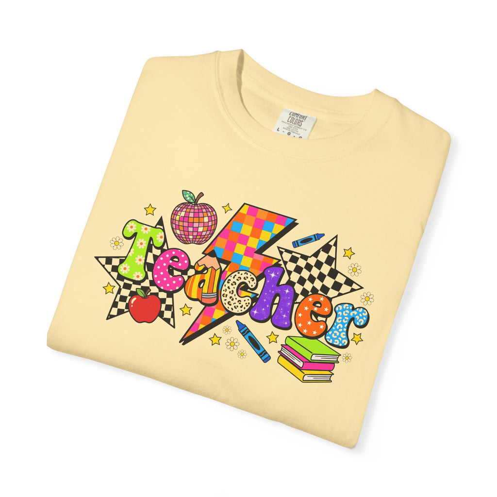 Teacher Pop Art T‑Shirt — Colorful Back-to-School Teacher Gift