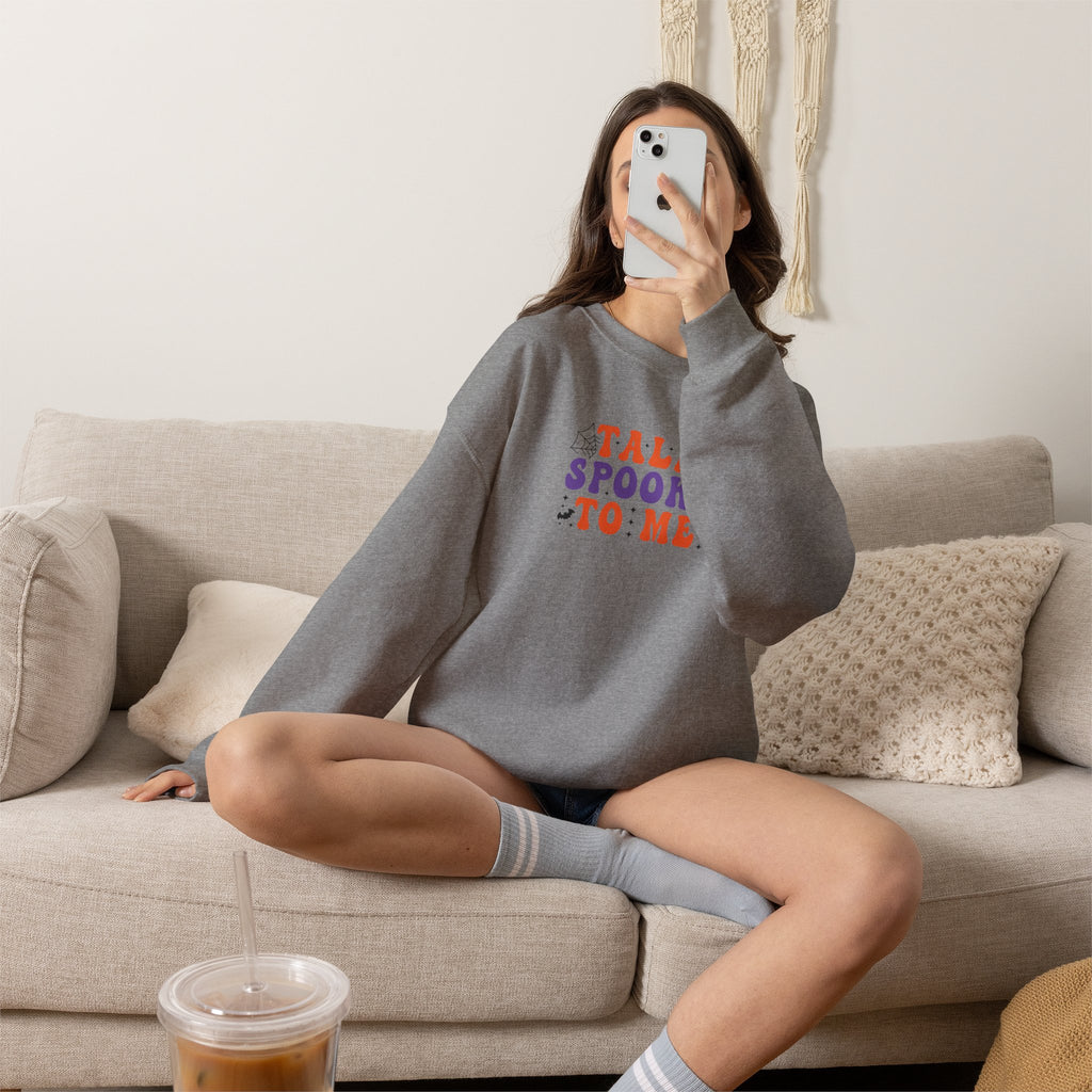 Talk Spooky To Me Crewneck Sweatshirt — Halloween Graphic Pullover