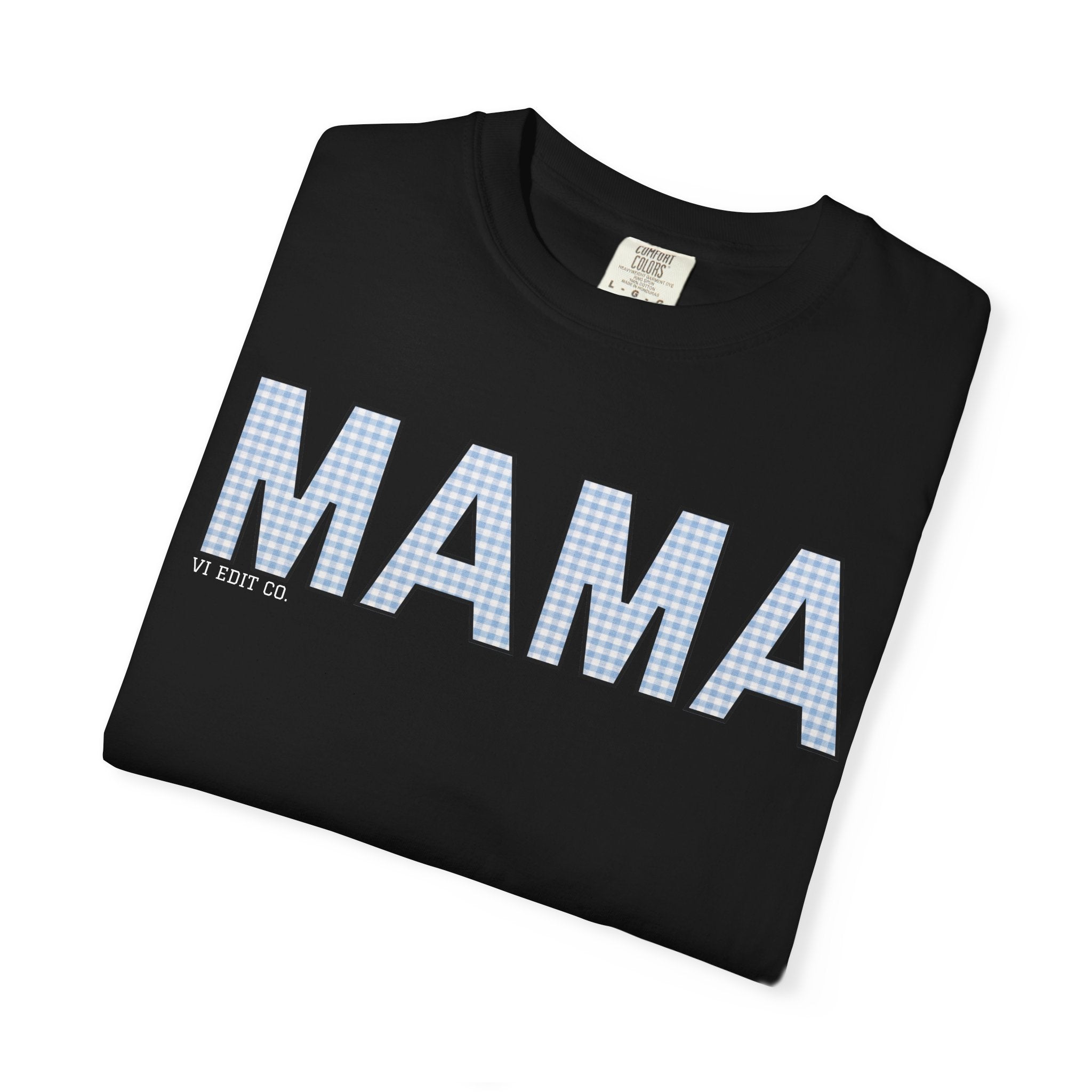 MAMA gingham block letters T-Shirt | mom shirt, mama tee