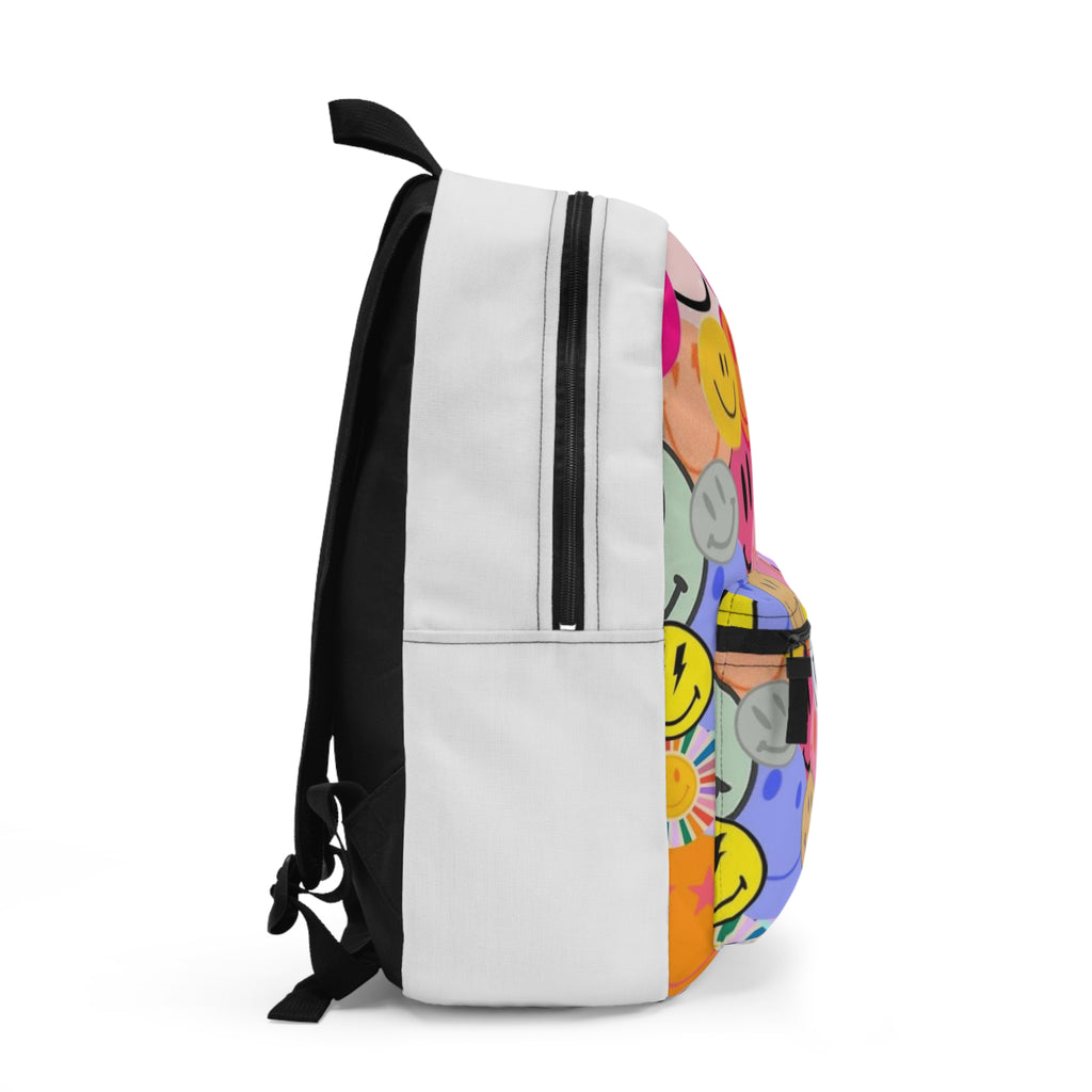 Smiley Faces Pattern Backpack – Colorful Happy Emoji School Bag